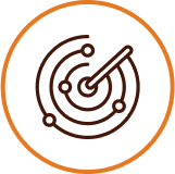 Icon representing a radar or target, symbolizing proximity to customers and stakeholders.